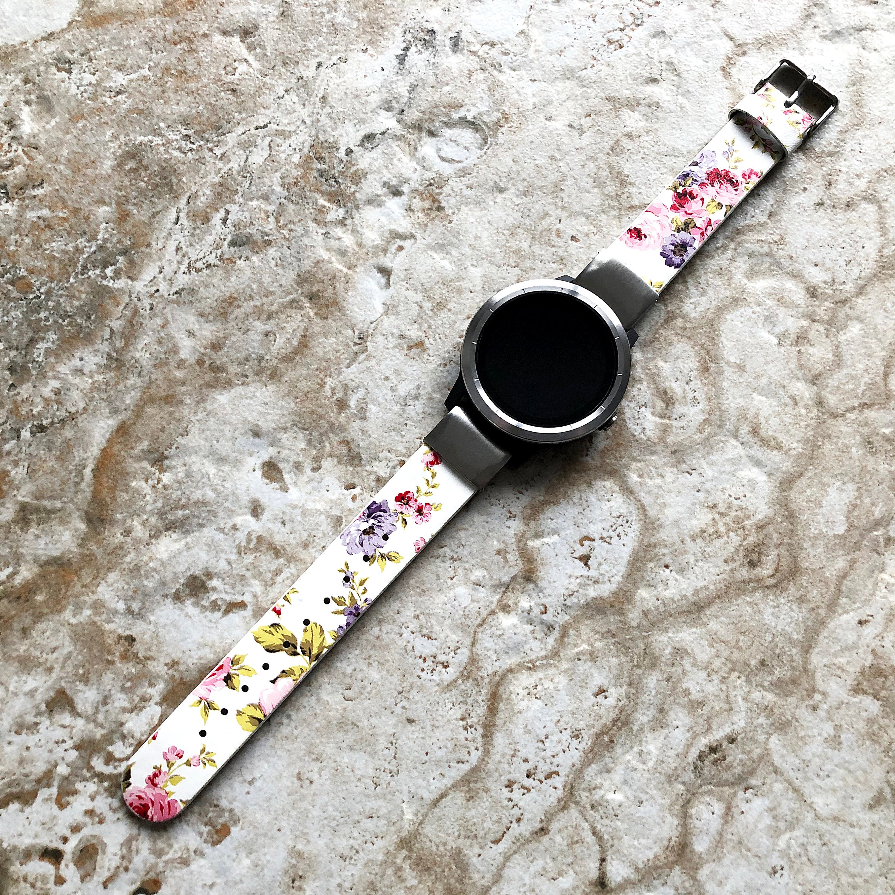 Garmin Red Floral FL3 Band for D2 Delta S Instinct 2S Descent Mk2S Mk3 Mk3i 43mm Approach S70 42mm Leather Quick Fit Strap Bracelet A20B18